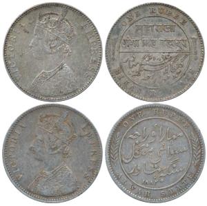 Alwar and Bikaner, Silver Rupee (2), with the name and portrait of Victoria, 1882 and 1897