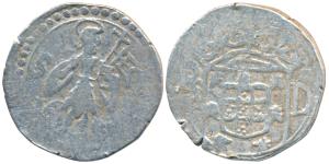 Goa, Joao IV (1640-1656 AD), Silver 2 Tangas, 3.63g, obv.standing figure of St. John divid