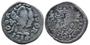 Goa, Maria I & Pedro III (1777-1786 AD), Silver ½ Pardao, 2.66g, 1786, obv. conjoined bust