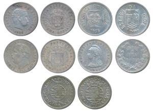 Silver Uma Rupia (5), Luis I (Ludwig), 1882; Carlos I, 1903; Goa, 1912; 1935; 1947.Very Fi
