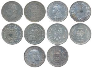 Silver Uma Rupia (5), Luis I (Ludwig), 1882; Carlos I, 1903; Goa, 1912; 1935; 1947.Very Fi