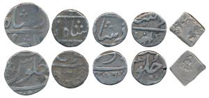 Broach Mint, Silver Rupee and ½ (2), in the name of Shah Alam II; Surat Mint, Silver ½ Rup