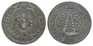 Silver ¼ Pagoda, 10.57g, 2nd issue, 1808, value in English and Persian on ribbon around Go