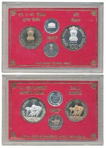 1987, Proof Set, Small Farmers, set of 3, Rupee 1 to 100. In immaculate condition, within 