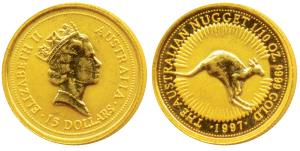 Australia, Elizabeth II, Gold 15 Dollars, 1/10 ounce, 3.11gm, .999 purity, rev.The Austral