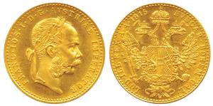 Austria, Franz Joseph I, Trade Coinage, Gold Ducat, 3.5g, 1915 (KM 2267).Restrike, Brillia
