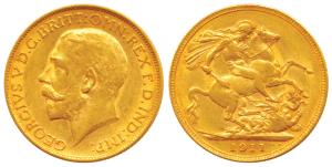 Great Britain, George V, Gold Sovereign, 8g, 1911.Extremely Fine.