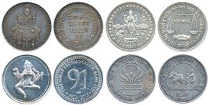 Silver Token, 10g, obv. Laxmiji standing on a lotus, with an elephant and swan in the back