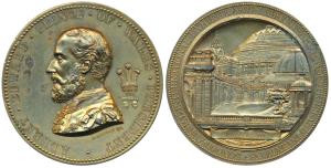 Large Great Britain Exhibition, Gilt Bronze Medal, 76.34g, obv.bust with Albert Edward Pri