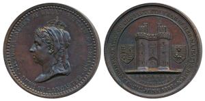 Victoria Golden Jubilee, Bronze Medal, obv. Victoria veiled head, rev. Lancaster castle. E