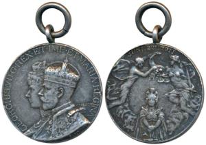 George V Coronation, Silver Medal, 6.37g, 1911, Miniature, obv.conjoined busts of George V