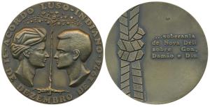 Indo Portuguese, Large Bronze Medal, 360g, commemorating the transfer of Goa, Daman and Di