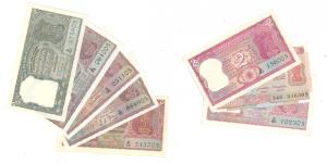 Rupees 2, set of 36 notes with different dates and signatures of all varieties, all ending