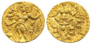 Guptas, Chandragupta II, Gold Dinar, 7.88gm, ‘Archer’ type, obv. king nimbate, standing le