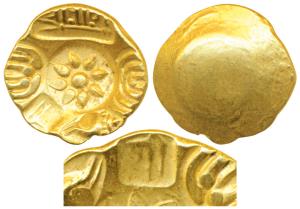Yadavas of Devagiri, Ramachandra Deva(1270-1311 AD), Gold Padma Tanka, 3.82g, five punches