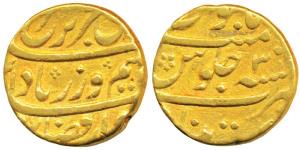 Farrukhsiyar(AH 1124-1131; 1713-1719AD), Gold Mohur, 10.89g, KhujistaBunyad Mint, AH (11)2
