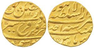 Farrukhsiyar, Gold Mohur, 11.01g, Dar us-Sultanate Lahore Mint, AH 1125/Ahd (KM 390.20). A