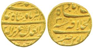 Alamgir II(AH 1167-1173; 1754-1759 AD), Gold Mohur, 10.8g, Dar-ul-KhilafatShahjahanabad Mi