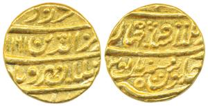 Alamgir II, Gold Mohur, 10.8g, Dar-ul-KhilafatShahjahanabad Mint, AH 1161/5 (mismatched da