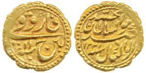Tipu Sultan, Gold Pagoda, 3.38g, obv. Patan Mint, the denomination Faruqi and mint name wi
