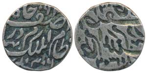 Mir Mahbub Ali Khan(AH 1285-1329; 1869-1911 AD), Silver Rupee, 11.16g, Farkhanda Bunyad Ha