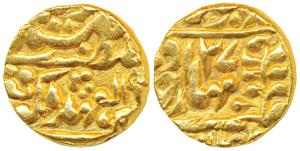 Madho Singh II, Gold Mohur, 10.84g, Sawai Jaipur Mint, with the name of Victoria, RY 27 (K