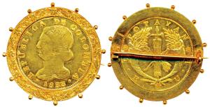 Republic of Colombia, Gold 8 Escudos, 42.44g, 1833, struck at Popayan Mint, with a frame a