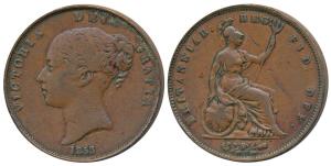 Great Britain, Victoria, Copper Penny, 1853 (KM 739).Very Fine.