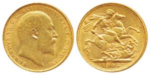 Great Britain, Edward VII, Gold Sovereign, 1906 (KM 805).Very Fine+.
