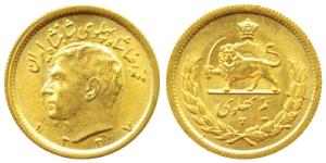 Iran, Muhammad Reza Pahalavi Shah, Gold ½ Pahlavi, 4.04g, AH 1354.Uncirculated.