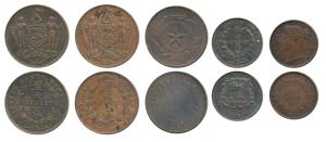 Straits Settlements, Victoria, Copper ½ Cent, 1845; British North Borneo, Copper Cent and 
