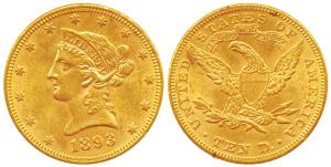United States of America, Gold $ 10 (Dollars), 16.7g, Liberty head on obv., Motto ‘IN GOD 