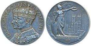 Silver Medal, The Accession of King George VI and Queen Elizabeth, 1937, rev. Britannia st