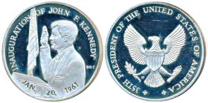 Silver Medallion, 23.6g, Inauguration of John F. Kennedy (as President), Jan 20 1961, rev.