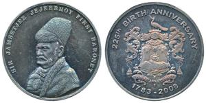 Sir Jamsetjee Jejeebhoy, Silver Medal, 39.45g, obv.bust with inscription aroundSir Jamsetj
