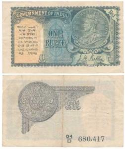 George V, Rupee 1, 2nd issue, 1935, signed J. W. Kelly, Prefix D (J&R 3.2.1D). Very Fine+,
