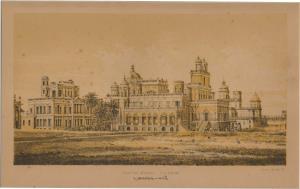 Lithograph, ”Chattar Manzil Lucknow" By Vincent Brooks, AD1861, 22.5 x 14.1 cm.