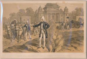 Lithograph ”Sir Wm. Peel bringing his guns up in front of the Dilkooshah Day & Son AD1858,
