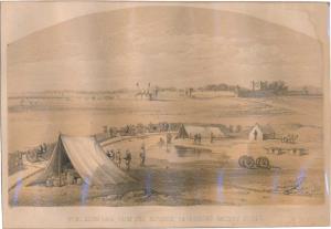 Lithograph Alum Bagh, from the Advance 24 Pounder Battery Picket” AD1858, 23.1 x 17.6 cm, 