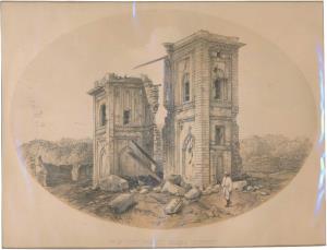 Lithograph The Nobut Khana Gateway” AD1858, 23.7 x 18.1 cm.
