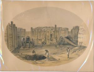 Lithograph The new Cawnpore Battery ” AD1858, 24.6 x 19.4 cm.