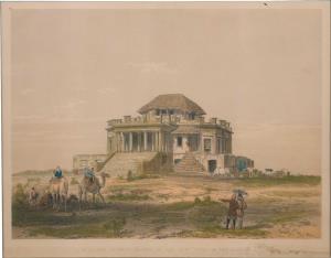 Lithograph The Chukkur Kothee on the left bank of the Gomtee” AD1858, 28.9 x 22.6 cm.