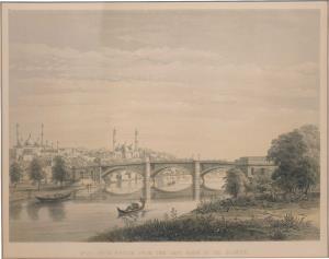 Lithograph Iron Bridge from the left bank of Goomtee” AD1858, 28.5 x 22.5 cm.