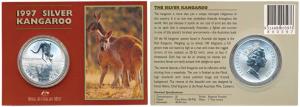 Australia, Queen Elizabeth II, Silver (Dollar) $1, 31.1g, 1oz, 1997, Kangaroo on rev. In o