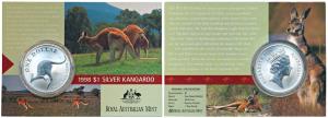 Australia, Queen Elizabeth II, Silver (Dollar) $1, 31.1g, 1oz, 1998, Kangaroo on rev. In o