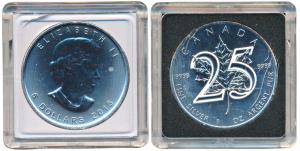 Canada, Elizabeth II, Silver 5 Dollars, 31.1g, 25th Anniversary of the Silver Maple Leaf B