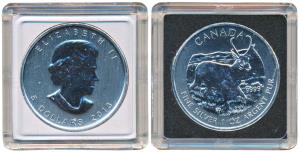 Canada, Elizabeth II, Silver 5 Dollars, 31.1g, Pronghorn antelope strolling through a gras