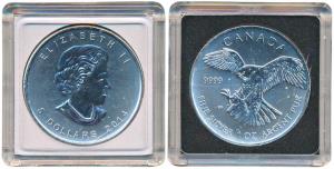 Canada, Elizabeth II, Silver 5 Dollars, 31.1g, Peregrine falcon in a mid-air attack positi
