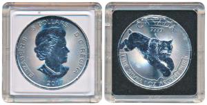 Canada, Elizabeth II, Silver 5 Dollars, 31.1g, Leaping lynx, 2017. Proof, in plastic case 