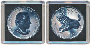 Canada, Elizabeth II, Silver 5 Dollars, 31.1g, Leaping Wolf, 2018. Proof, in plastic case 